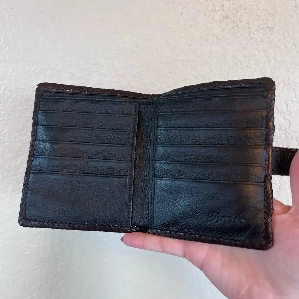 Brighton Brown Leather Wallet Silver Embossed